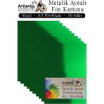 Artlantis Metalik Aynalı Fon Kartonu 10 Lu A3 30X42 cm 1 Paket Okul Sınıf Dekoratif Pırıltılı Folyo Kağıt Dekoratif Anasınıfı Kreş - Yeşil