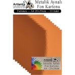 Artlantis Metalik Aynalı Fon Kartonu 10 Lu A4 20X30 cm 1 Paket Okul Sınıf Dekoratif Pırıltılı Folyo Kağıt Dekoratif Anasınıfı Kreş - Turuncu