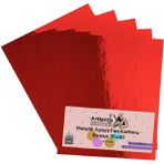 Artlantis Metalik Aynalı Kırmızı 5 Adet 35x50 cm Fon Kartonu