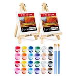 Artlantis Mini Şövale 15x15 Cm Tuval 3 Ml Akrilik Boya 12 Renk Ve Fırça 2 Adet 15x15 Mini Tuval Masaüstü Küçük Şövale Boyama Seti Çok Renkli