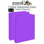 Artlantis Mor 2 Halkalı Klasör 2 Adet A4 PVC Öğrenci ve Ofis Tipi Evrak Sunum Talebe Büro Klasörü İç Cepli Oto