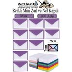 Artlantis Mor Mini Zarf 7x9 cm Not Kağıtlı 100 Adet Küçük Mor Zarf Mektup Oyun Zarfı Doğum Günü Dilekleri Zarfı Canlı Renk - 7x9cm - Standart