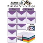 Artlantis Mor Mini Zarf 7x9 cm Not Kağıtlı 50 Adet Küçük Mor Zarf Mektup Oyun Zarfı Doğum Günü Dilekleri Zarfı Canlı Renk - 7x9cm - Standart