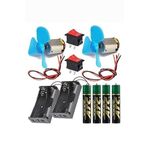 Artlantis Motor Deney Seti 1 Paket Pervane Dc Motor Anahtar Pil Yatağı Pil İletken Kablo Okul Sınıf Deney Malzemesi