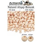 Artlantis Naturel Ahşap Boncuk 10mm 150 Li 1 Paket Ham Boyanabilir Ahşap Yuvarlak Doğal Boncuklar Takı Tasarım Ektinlik Kreş Okul Çok Renkli