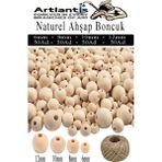 Artlantis Naturel Ahşap Boncuk 200 Lü 1 Paket Jüt Ipi Ham Boyanabilir Ahşap Yuvarlak Doğal Boncuklar Takı Tasarım Ektinlik Kreş - Standart