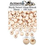 Artlantis Naturel Ahşap Boncuk 20mm 100 Lü 1 Paket Ham Boyanabilir Ahşap Yuvarlak Doğal Boncuklar Takı Tasarım Ektinlik Kreş Okul Çok Renkli