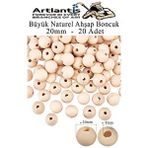Artlantis Naturel Ahşap Boncuk 20mm 20 Li 1 Paket Ham Boyanabilir Ahşap Yuvarlak Doğal Boncuklar Takı Tasarım Ektinlik Kreş Okul Çok Renkli