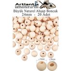 Artlantis Naturel Ahşap Boncuk 24MM 20 Li 1 Paket Ham Boyanabilir Ahşap Yuvarlak Doğal Boncuklar Takı Tasarım Ektinlik Kreş Okul - Standart