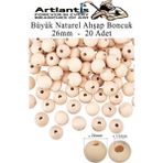 Artlantis Naturel Ahşap Boncuk 26MM 20 Li 1 Paket Ham Boyanabilir Ahşap Yuvarlak Doğal Boncuklar Takı Tasarım Ektinlik Kreş Okul - Standart