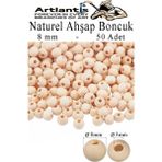 Artlantis Naturel Ahşap Boncuk 8mm 50 Li 1 Paket Ham Boyanabilir Ahşap Yuvarlak Doğal Boncuklar Takı Tasarım Ektinlik Kreş Okul - Standart