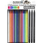 Artlantis Odunsuz Grafiti Kalemi 12 Renk ve 3 Siyah 1 Paket Odunsuz Kömür Kalemi Füzen Çizim Eskiz Kalemi Karakalem Kalemi - Standart - Çok Renkli