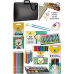 Artlantis Öğrenci Boyama Seti 10 Parça 1 Paket 35X50 Resim Çantası Resim Defter Adel Sulu Boya Kuru Boya Pastel Boya Keçeli Kalem - Siyah - Standart