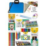 Artlantis Öğrenci Boyama Seti 10 Parça 1 Paket 35X50 Resim Çantası Resim Defter Adeli Sulu Boya Kuru Boya Pastel Boya Keçeli Kalem - Mavi - Standart