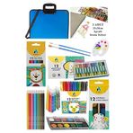 Artlantis Öğrenci Boyama Seti 10 Parça 1 Paket 35x50 Resim Çantası Resim Defter Adeli Sulu Boya Kuru Boya Pastel Boya Keçeli Kalem Mavi