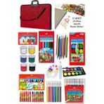 Artlantis Öğrenci Boyama Seti 11 Parça 1 Paket 35X50 Resim Çantası Resim Defter Fabe Sulu Boya Kuru Boya Pastel Boya Keçeli Kalem - Kırmızı - Standart