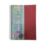 Artlantis Orta Boy 4+1 Ayraçlı Defter 5 Konulu 150 Yaprak 1 Adet 4 Kareli 1 Çizgili Spralli Plastik Kapak Seperatörlü 18x25 cm (Kırmızı)