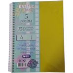 Artlantis Orta Boy 4+1 Ayraçlı Defter 5 Konulu 150 Yaprak 1 Adet 4 Kareli 1 Çizgili Spralli Plastik Kapak Seperatörlü 18x25 cm (Sarı)