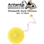 Artlantis Otomatik Şerit Mezura 1.5 Metre Sarı Renk 1 Adet Yuvarlak Cep Mezurası 150 cm Mezro Terzi Metresi Vücut Ölçüm Metresi - Standart