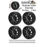 Artlantis Oyuncak Araba Tekerleği Seti 4 cm 4 lü 1 Paket Plastik Tekerlek Deney İçin 2 Adet Metal Şaft Proje D