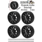 Artlantis Oyuncak Araba Tekerleği Seti 4 cm 4 Lü 1 Paket Plastik Tekerlek Deney Için 2 Adet Metal Şaft Proje Deney Seti - Siyah - 40 mm - Standart