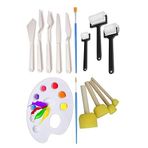 Artlantis Palet Rulo Fırça Ponpon Resim Fırçası ve Plastik Spatula 1 Paket Resim Hobi Sanat Etkinlik Resim Paleti
