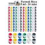 Artlantis Parmak Boya 5 Ml 6 Renk 20 Paket Mini Küçük Parmak Boya Etkinlik Boyama Boyası Su Bazlı Resim Okul Öncesi Kreş Anasınıfı Çok Renkli