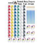Artlantis Parmak Boyası 5 Ml 6 Renk Resim Fırçası Ve Palet 10 Paket Mini Küçük Parmak Boya Etkinlik Boyama Boyası Su Bazlı Resim Çok Renkli
