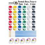 Artlantis Parmak Boyası 5 Ml 6 Renk Resim Fırçası Ve Palet 5 Paket Mini Küçük Parmak Boya Etkinlik Boyama Boyası Su Bazlı Resim Çok Renkli