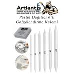 Artlantis Pastel Dağıtıcı Gölgelendirme Kalemi 6 Lı 1 Paket Ve 1 Adet Hamur Silgi Kaynaştırma Kalemi Kara Kalem Dağıtıcı Kalem Kağıt Kalem