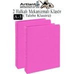 Artlantis Pembe 2 Halkalı Klasör 2 Adet A5 Pvc Öğrenci ve Ofis Tipi Evrak Sunum Talebe Büro Klasörü Iç Cepli Otomatik Mekanizlı