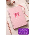 Artlantis Pembe Sert Kapak Spiralli Çizgili Defter 17X24CM 120 Yaprak 1 Adet Not Defteri Okul Büro Ofis Defteri - Mor