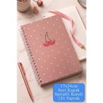 Artlantis Pembe Sert Kapak Spiralli Kareli Defter 17X24CM 120 Yaprak 1 Adet Not Defteri Okul Büro Ofis Defteri - Mavi