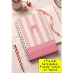 Artlantis Pembe Sert Kapak Spiralli Kareli Defter 17X24CM 120 Yaprak 1 Adet Not Defteri Okul Büro Ofis Defteri - Sarı