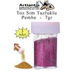 Artlantis Pembe Toz Sim Tuzluklu 7 gr 3 Adet Renkli Toz Sim Epoksi Reçine Okul Etkinlik Dekarasyon Slime