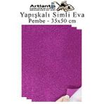 Artlantis Pembe Yapışkanlı Simli Eva 35x50 Cm 3 Adet Simli Yapışkanlı Eva Süngeri Okul Kreş Anasınıfı Elişi Etkinlikleri Hobi