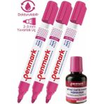 Artlantis Pembe Yazı Tahta Kalemi 3 Adet ve Yazı Tahta Mürekkebi 30 ml 1 Adet Doldurulabilir Tahta Kalemi Beyaz Yazı Tahtası - Standart