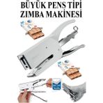 Artlantis Pens Zımba Makinesi 24/6 ve 2 Adet Zımba Teli Norex Pens Tipi Çelik Büyük Zımba Makinası 30 35 Sayfa Ofis Büro Okul - Gri - Standart