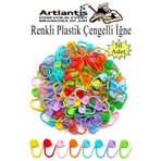 Artlantis Plastik Çengelli İğne 50 li 1 Paket Örgü Ayracı Renkli Oval Çengelli İğne Klips İlmek Sabitleyici Be
