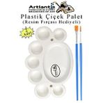 Artlantis Plastik Çiçek Palet 2 Adet Çiçek Boya Paleti 8 Hazneli 17 Cm Resim Boyama Paleti Fırça Hediyeli Sanatsal Hobi Beyaz