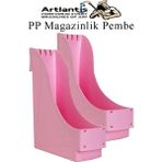 Artlantis Plastik Magazinlik Pembe 2 Adet Plastik Kutu Klasörü Magazinlik A4 Dosya ve Masa Düzenleyici Sınıf Ev Ofis - Standart
