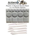 Artlantis Plastik Masa Üstü 17 Hazneli Resim Paleti 5 Li Plastik Spatula 1 Paket Ressam Paleti Sanatsal Esnek Plastik Palet Bıçağı - Standart - Beyaz