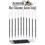 Artlantis Plastik Tükenmez Kalem Yedeği 10 Adet 10.7 cm Tükenmez Kalem İçi Yedek Plastik Tükenmez Kalem İçi Ok
