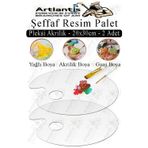 Artlantis Pleksi Akrilik Resim Paleti 20x30 3mm 2 Adet Oval Palet Plastik Şeffaf Resim Boya Paleti Orta Boy Boyama Tepsisi