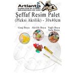 Artlantis Pleksi Akrilik Resim Paleti 30x40 3mm 1 Adet Oval Palet Plastik Şeffaf Resim Boya Paleti Orta Boy Boyama Tepsisi