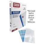 Artlantis Poşet Dosya A4 Kristal 100 Lü 1 Paket Cassa 7296 Kalın Poşet Dosya Föy Mavi Şeritli 100 Mikron Şeffa
