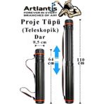Artlantis Proje Tüpü Siyah Dar 1 Adet Teleskopik Bozuka Proje Tüpü Iki Kademeli Teknik Çizim Çantası - Standart - 8,5x64x110cm