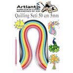 Artlantis Quilling Seti 5 mm İnce 3 Paket Quling Kağıt Katlama Kıvırma Sanatı Telkari Kuiling Karışık Renkli