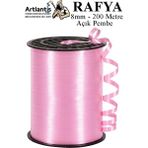 Artlantis Rafya Şerit Kurdela 1 Adet 8mm 200 Metre Rabant Rafya Renkli Hediye Paketleme Ipi Kurdela Balon Bağlama Ponpon Yapma - Açık Pembe