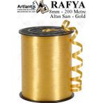 Artlantis Rafya Şerit Kurdela 1 Adet 8mm 200 Metre Rabant Rafya Renkli Hediye Paketleme Ipi Kurdela Balon Bağlama Ponpon Yapma - Altın - Sarı